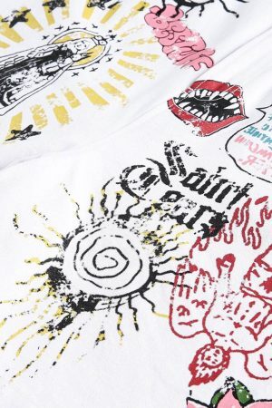 Concert Outfit Graffiti Art Denim Shorts