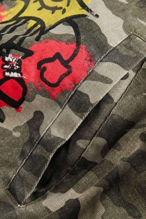 Concert Outfit Graffiti Camouflage Baseball Bomber Jacket