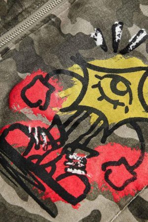 Concert Outfit Graffiti Camouflage Baseball Bomber Jacket