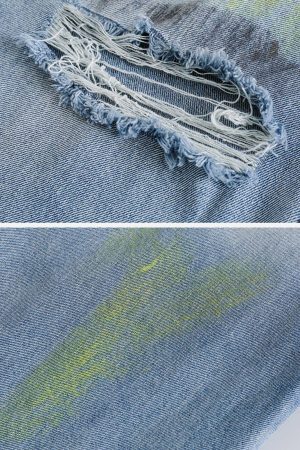 Concert Outfit Graffiti Distressed Jeans