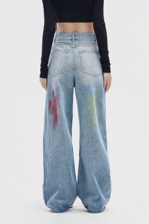 Concert Outfit Graffiti Distressed Jeans