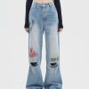 Concert Outfit Graffiti Distressed Jeans