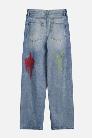 Concert Outfit Graffiti Distressed Jeans