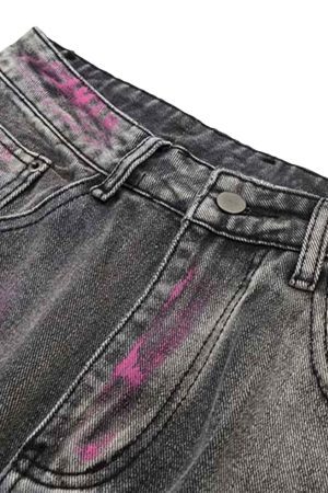 Concert Outfit Graffiti Distressed Washed Baggy Jeans