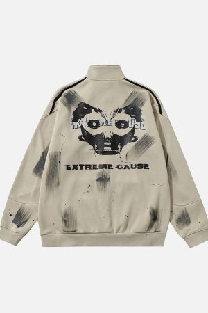 Concert Outfit Graffiti Dot Pattern Print Jacket