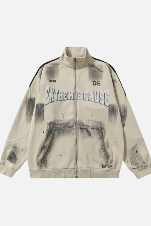 Concert Outfit Graffiti Dot Pattern Print Jacket