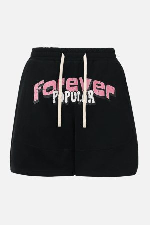 Concert Outfit Graffiti Drawstring Cotton Shorts