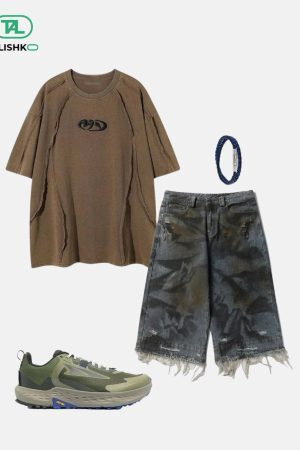 Concert Outfit Graffiti Fringe Jorts