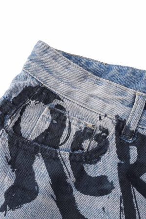 Concert Outfit Graffiti Letter Denim Shorts