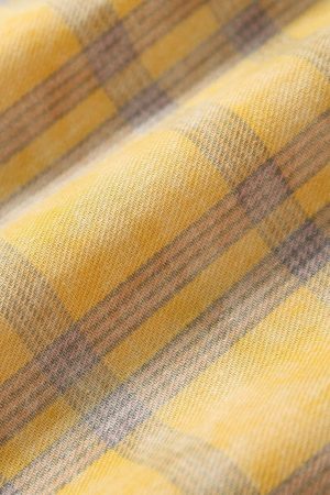 Concert Outfit Graffiti Letter Print Long Sleeve Plaid Polo Shirt