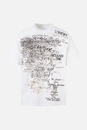 Concert Outfit Graffiti Letter Print Oversized T-Shirt