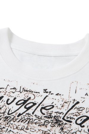 Concert Outfit Graffiti Letter Print Oversized T-Shirt