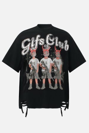 Concert Outfit Graffiti Letters Devil Design Graphic T-Shirt