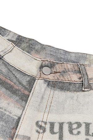Concert Outfit Graffiti Newspaper Baggy Jeans