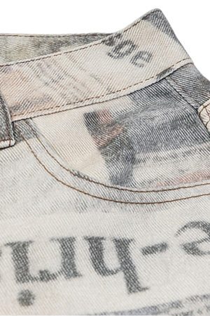 Concert Outfit Graffiti Newspaper Baggy Jeans