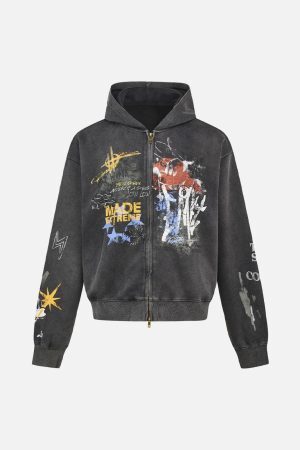 Concert Outfit Graffiti Print Streetstyle Cardigan