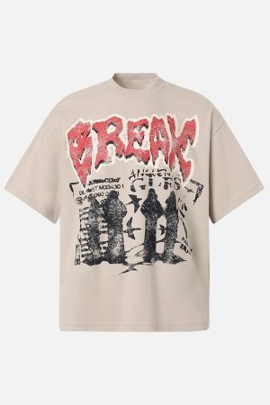 Concert Outfit Graphic 'BREAK' Print T-Shirt
