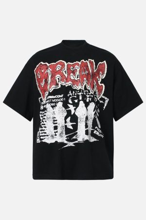Concert Outfit Graphic 'BREAK' Print T-Shirt