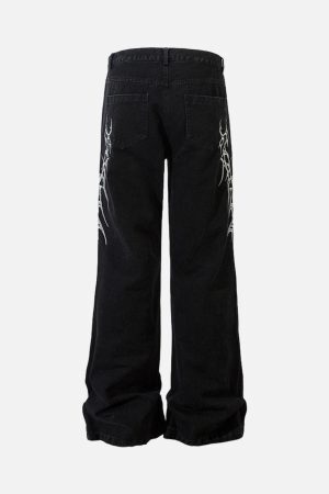 Concert Outfit Graphic Embroidered Straight Jeans