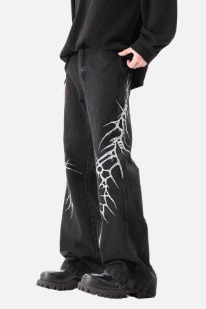 Concert Outfit Graphic Embroidered Straight Jeans