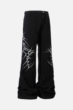 Concert Outfit Graphic Embroidered Straight Jeans