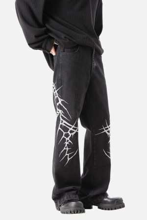 Concert Outfit Graphic Embroidered Straight Jeans