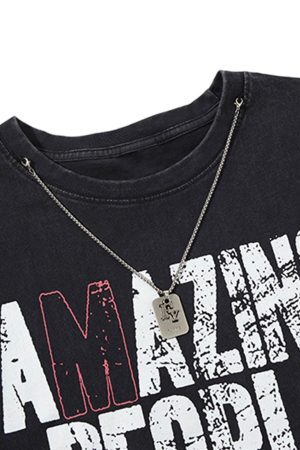 Concert Outfit Graphic Lettering Chain Vest