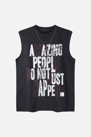 Concert Outfit Graphic Lettering Chain Vest
