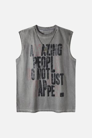 Concert Outfit Graphic Lettering Chain Vest