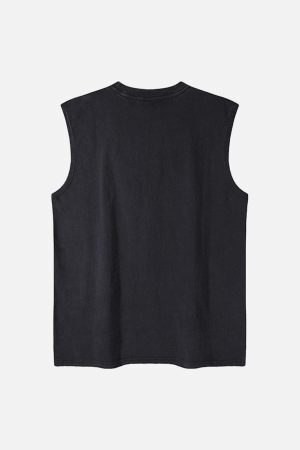 Concert Outfit Graphic Lettering Chain Vest