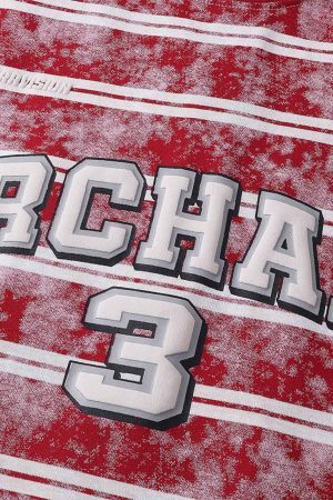 Concert Outfit Graphic Lettering Striped Oversized T-Shirt