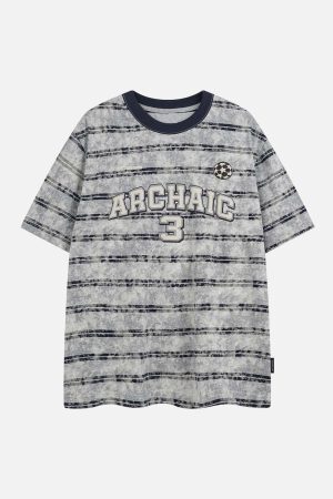 Concert Outfit Graphic Lettering Striped Oversized T-Shirt