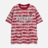 Concert Outfit Graphic Lettering Striped Oversized T-Shirt