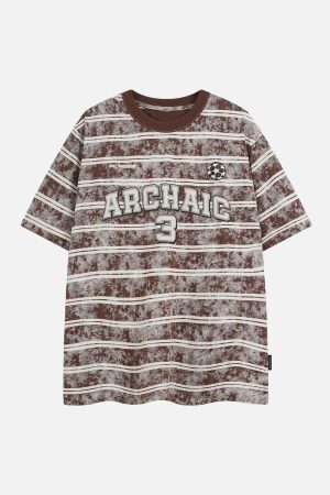 Concert Outfit Graphic Lettering Striped Oversized T-Shirt