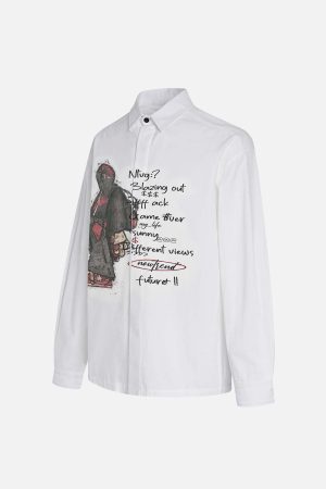 Concert Outfit Graphic Portrait Print Long-Sleeve Shirt