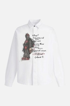 Concert Outfit Graphic Portrait Print Long-Sleeve Shirt