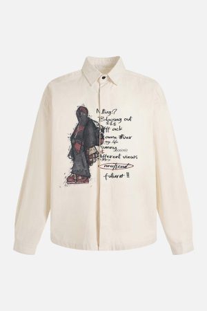 Concert Outfit Graphic Portrait Print Long-Sleeve Shirt