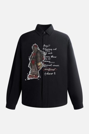 Concert Outfit Graphic Portrait Print Long-Sleeve Shirt