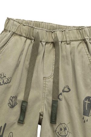 Concert Outfit Graphic Print Drawstring Shorts