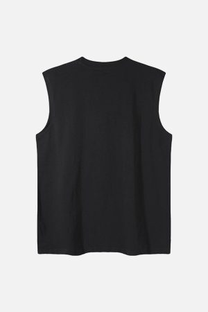 Concert Outfit Graphic Rock Singer Print Metal Tag Vest