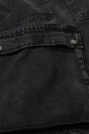 Concert Outfit Grommet Design Multi-Pocket Cargo Jeans