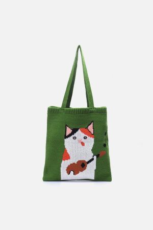 Concert Outfit Guitar Cat' Graphic Knitting Bag