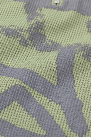 Concert Outfit Half Zip Crew Neck Printed Knitted Sweater