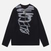 Concert Outfit Half Zip Crew Neck Printed Knitted Sweater