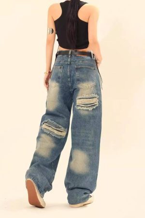 Concert Outfit Hamburger French Fries Ripped Jeans