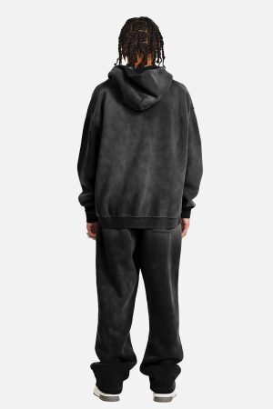 Concert Outfit Hand-Drawn Graffiti Washed Thick Hoodie