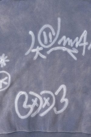 Concert Outfit Hand-Drawn Graffiti Washed Thick Hoodie