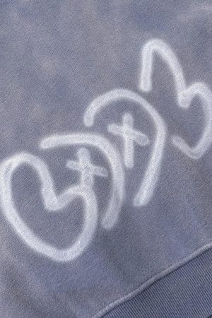 Concert Outfit Hand-Drawn Graffiti Washed Thick Hoodie