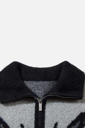 Concert Outfit Hand-Painted Butterfly Mohair Jacquard Cardigan