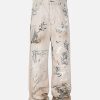 Concert Outfit Hand-Painted Graffiti Baggy Jeans